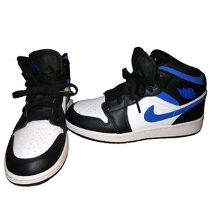 NIKE AIR JORDAN  SIZE 4Y 1 MID GAME ROYAL 554725-140 Blue Black